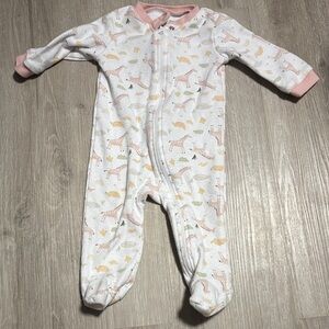 Kyle & Deena Adorable Animal Pink and White Kids Footie Pajamas